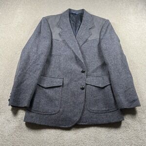PENDLETON Men's Gray Western Elbow Patch Wool Jacket Sport Blazer Size 42 USA